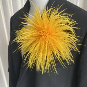 Luxury Gold Ostrich Feather Brooch  Handmade Unique Accessory