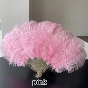 Glitter Gold Foil Ostrich Feather Fan