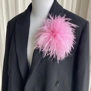 Sweet Pink Ostrich Feather Brooch Unique Feather Accessory for Dress Backpack Hat