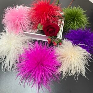 Ostrich Feather brooch Handmade Feather Corsage Vintage Hair Clip & Hat Embellishment