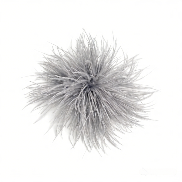 Gray Ostrich Feather Brooch Statement Accessory Evening events