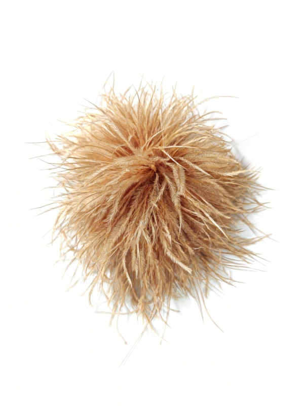 Coffee ostrich feather brooch