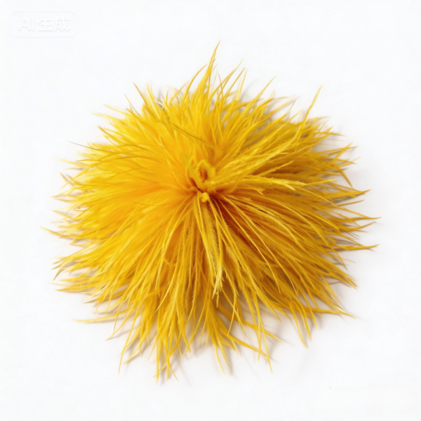 Luxury Gold Ostrich Feather Brooch  Handmade Unique Accessory