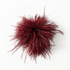 Burgundy Ostrich Feather Brooch