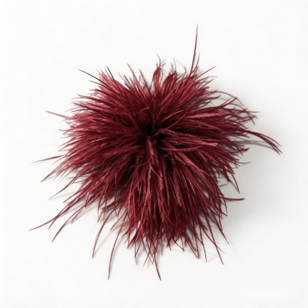 Burgundy Ostrich Feather Brooch