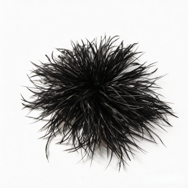 Elegant Black Ostrich Feather Brooch For Gala Dresses Hats Clutches