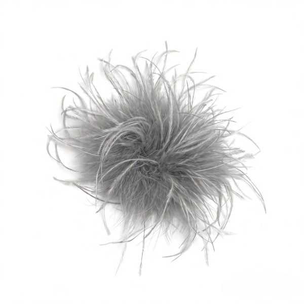 Gray Turkey Marabou & Ostrich Feather Brooch Statement Accessory Evening events