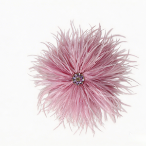 Handmade Lilac Rhinestone Ostrich Feather Brooch | Statement Accessory for Gala, Stage & Hats