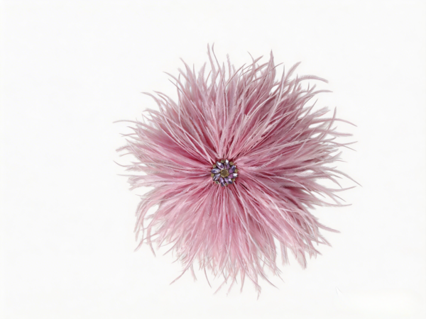 Handmade Lilac Rhinestone Ostrich Feather Brooch | Statement Accessory for Gala, Stage & Hats