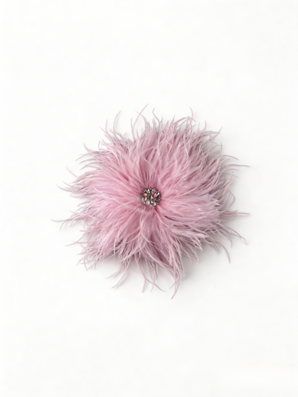 Pink Rhinestone Ostrich Feather Brooch ,Statement Accessory，evening gowns