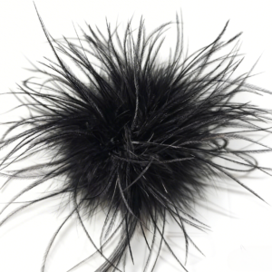 Elegant Black Turkey Marabou & Ostrich Feather Brooch Statement Accessory Evening events