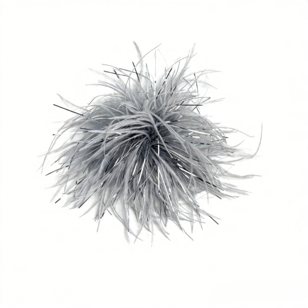 Gray Feather Brooch，Shimmer Marabou Ostrich Pin for All Occasion Outfits