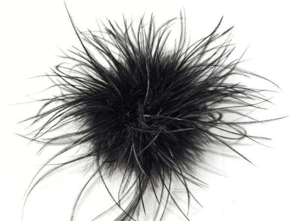 Elegant Black Turkey Marabou & Ostrich Feather Brooch Statement Accessory Evening events