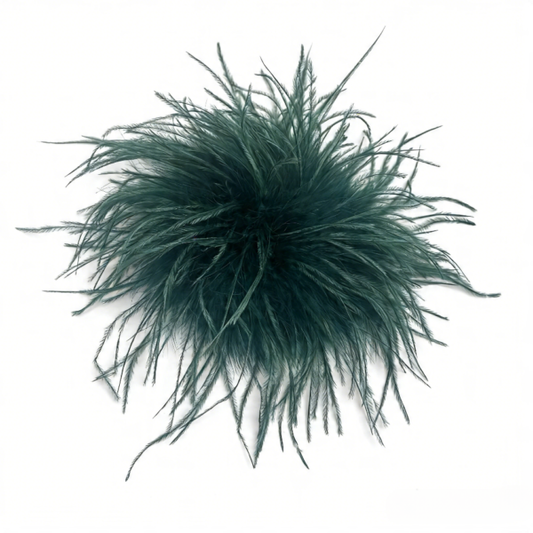Dark green Turkey Marabou & Ostrich Feather Brooch Statement Accessory Evening events