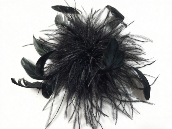 black Ostrich feather brooch-ostrich feathers fascinator,hat bag accessory，decorative hairpin, races,special event