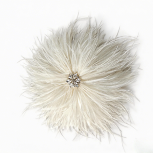 White Rhinestone Ostrich Feather Brooch ,Statement Accessory，evening gowns