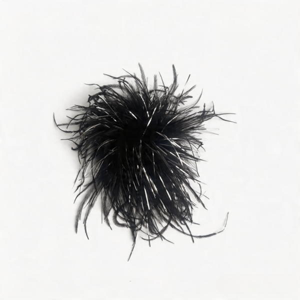 Black Feather Brooch，Shimmer Marabou Ostrich Pin for All Occasion Outfits
