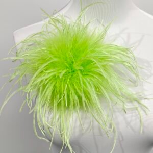 Apple green Turkey Marabou & Ostrich Feather Brooch Statement Accessory Evening events