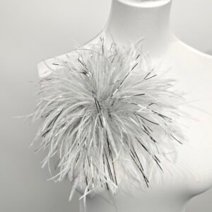 Gray Feather Brooch，Shimmer Marabou Ostrich Pin for All Occasion Outfits