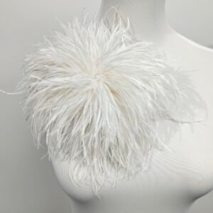 white ostrich feather Handmade Feather Corsage Vintage Hair Clip & Hat Embellishment   Wedding Accessory