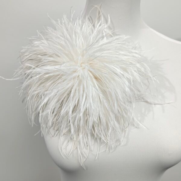 white ostrich feather Handmade Feather Corsage Vintage Hair Clip & Hat Embellishment   Wedding Accessory
