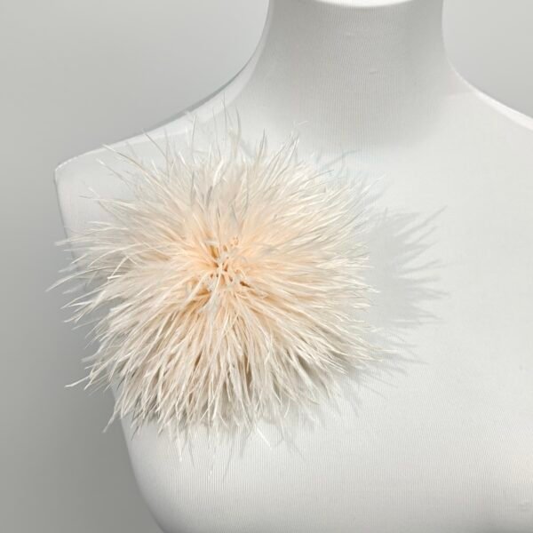 Champagne Ostrich Feather Brooch – Unique Natural Feather Pin for Evening Gowns, Parties & Dinners