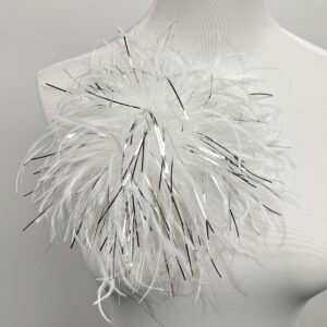 White Feather Brooch，Shimmer Marabou Ostrich Pin for All Occasion Outfits