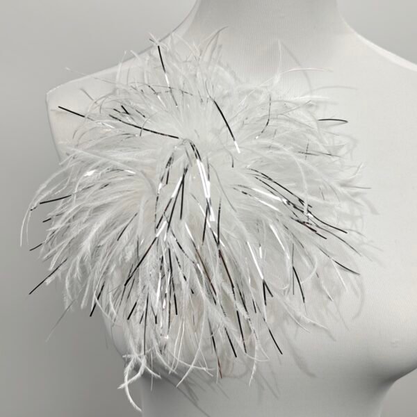 White Feather Brooch，Shimmer Marabou Ostrich Pin for All Occasion Outfits