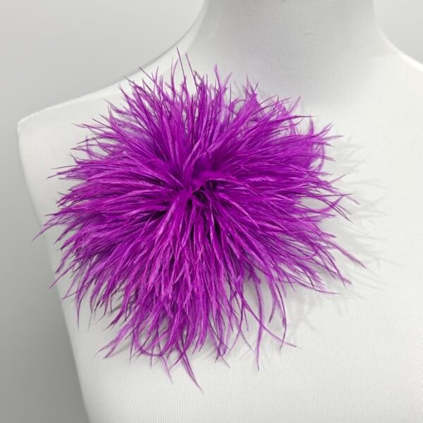 Purple Ostrich Feather Brooch,Hair Clip Elegant Hat Pin Vintage Style Accessory for Bag, Dress, Jacket