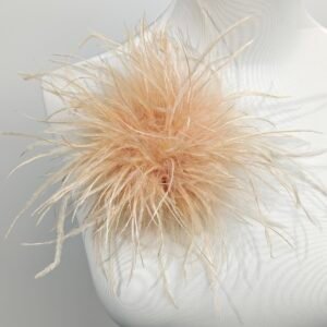 khaki Turkey Marabou & Ostrich Feather Brooch Statement Accessory Evening events