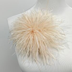 light khaki Ostrich Feather brooch Vintage Corsage Vintage Hair Clip & Hat Accessory