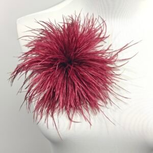 Burgundy Ostrich Feather Brooch