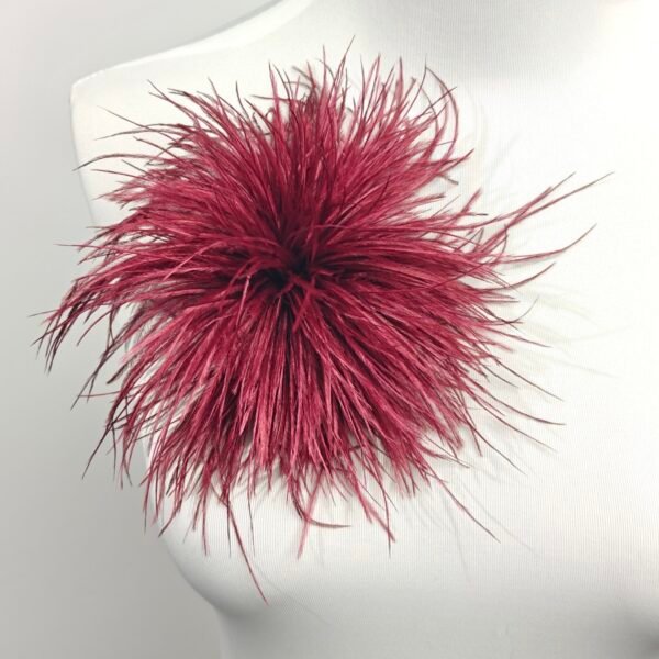 Burgundy Ostrich Feather Brooch