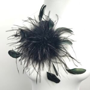 black Ostrich feather brooch-ostrich feathers fascinator,hat bag accessory，decorative hairpin, races,special event