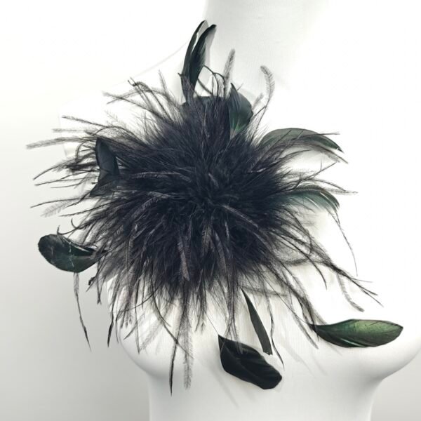 black Ostrich feather brooch-ostrich feathers fascinator,hat bag accessory，decorative hairpin, races,special event