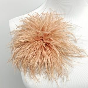 Coffee ostrich feather brooch