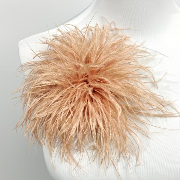 Coffee ostrich feather brooch