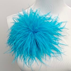 lake bule Ostrich Feather Brooch Exclusive Accessory for Gowns Unique Evening Dress Accessory for Dinners