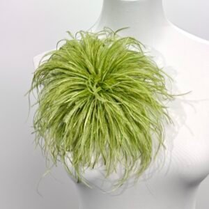 Classic Olive Green Ostrich Feather Brooch Statement Piece for Gala & Evening Wear，vintage style