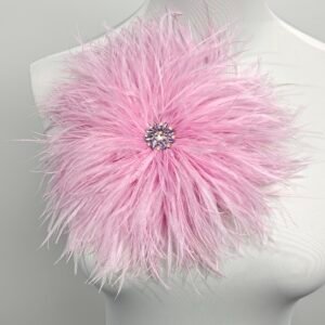 Handmade Lilac Rhinestone Ostrich Feather Brooch | Statement Accessory for Gala, Stage & Hats