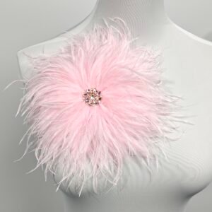Pink Rhinestone Ostrich Feather Brooch ,Statement Accessory，evening gowns