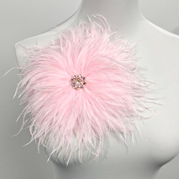 Pink Rhinestone Ostrich Feather Brooch ,Statement Accessory，evening gowns