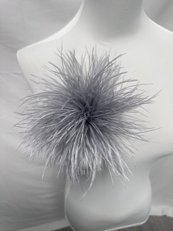 Gray Ostrich Feather Brooch Statement Accessory Evening events