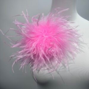 Pink Turkey Marabou & Ostrich Feather Brooch Statement Accessory Evening events