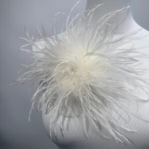 light apricot Turkey Marabou & Ostrich Feather Brooch Statement Accessory Evening events