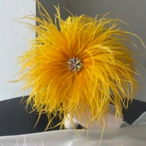 gold Feather Brooch with Rhinestones